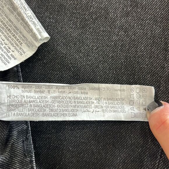 Zara High Rise Washed Black Culotte Jeans Raw Hem Wide Leg Rigid Denim Sz 6 - Picture 7 of 7